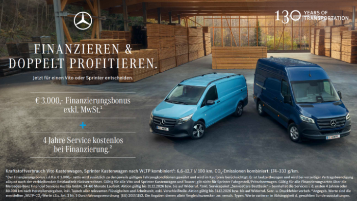 Zwei Mercedes Transporter in einer Lagerhalle