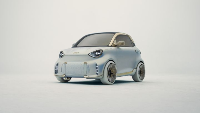 Ein wei�er smart #2 vor einem wei�en Hintergrund